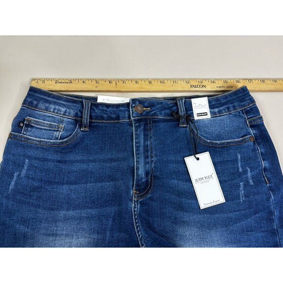 Judy Blue Sz 31 (Actual 32x2.5) Calm Cuffed Denim Shorts Indigo Blue High NWT - Picture 6 of 8